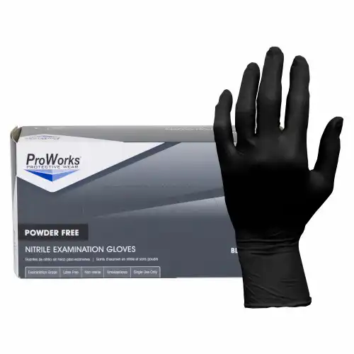 ProWorks® Nitrile Exam Powder Free Black 5 Mil Gloves-Extra Large
