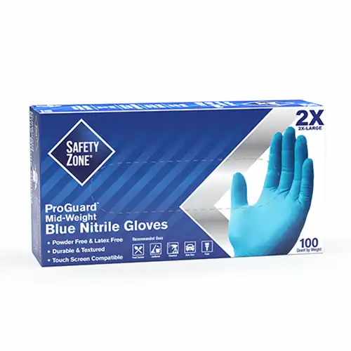 The Safety Zone ® Powder Free Blue Nitrile Exam Gloves-2XL