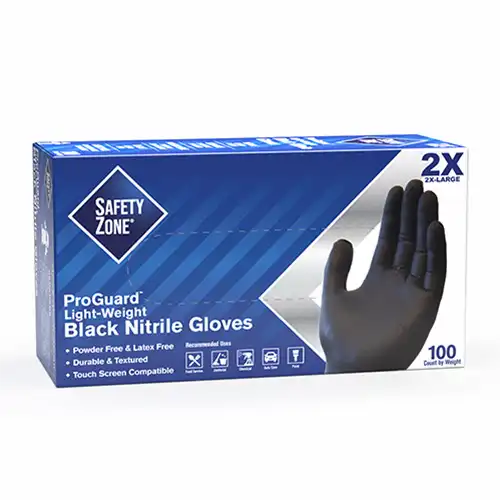 Safety Zone® Nitrile Exam Powder Free Black 5.5mil Gloves-2XL