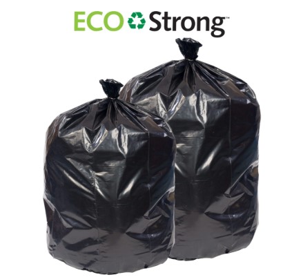 Lo-D 12-16 Gallon EcoStrong™ Can Liners - 24” x 32” - 0.9mil - Black