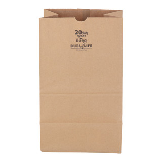 20 lb Shorty 8-1/4" x 5-15/16" x 13-3/8" 50# Husky Dubl Life® Paper Grocery Bag